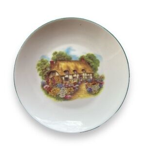 Vintage Crown Trent England Cabinet Plate Staffordshire Fine Bone China Thatched